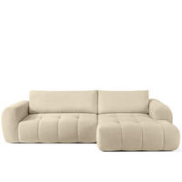 ECKSOFA RECHTS LIRA, Hellbeige, Bouclé - Beige, Holz/Holzwerkstoff (295/112cm) - KONSIMO®