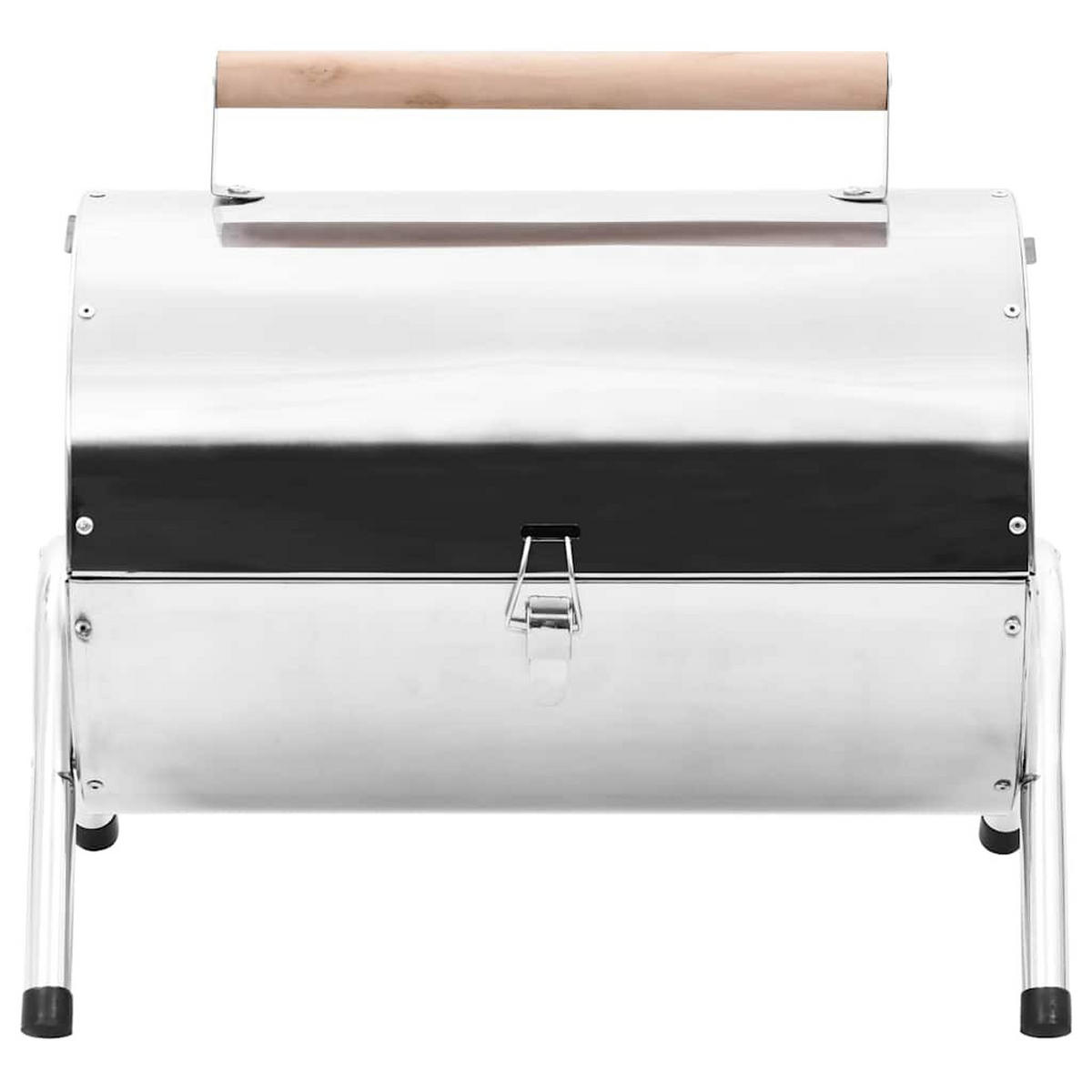 HOLZKOHLEGRILL Tragbarer Tischgrill Edelstahl Doppelrost - Silberfarben, Metall (30/36.8/42cm) - vidaXL