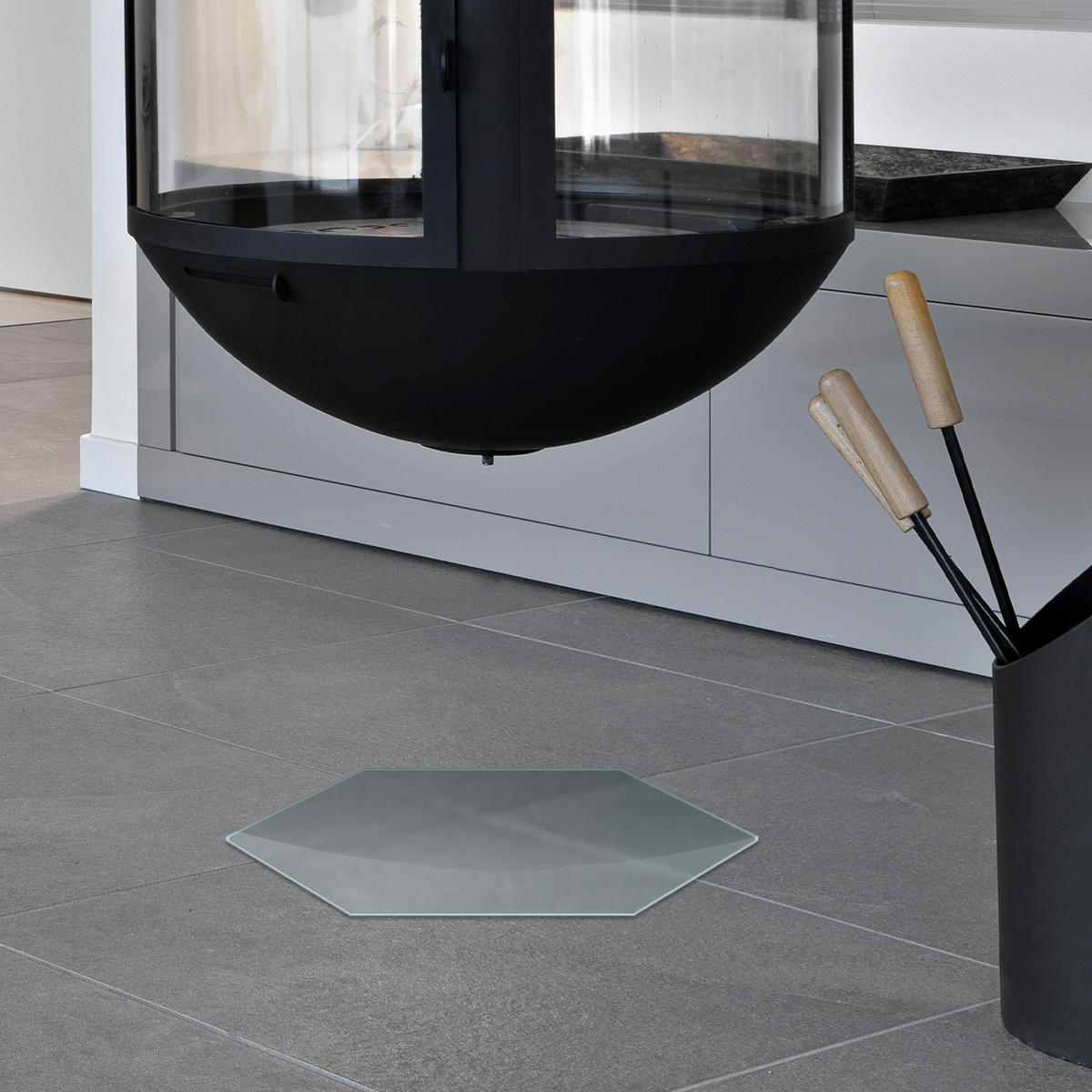 SKLENĚNÁ PODLOŽKA pod kamna h40 cm – mléčné sklo - průhledná, sklo (40/40/0.4cm) - TULUP