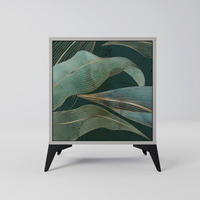 SIDEBOARD ROYAL GREEN, Grau, 57,5x42x70,5 cm, Schwarze Metall-Sternfüße - Multicolor/Schwarz, Holzwerkstoff/Metall (57.5/70.5/42cm) - SpaceRebels