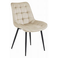 STUHL BARDI 1 Stück, Beige, Schwarz, mit Samtstoff gepolstert - Anthrazit, Textil/Metall (49/94/61cm) - Komodee