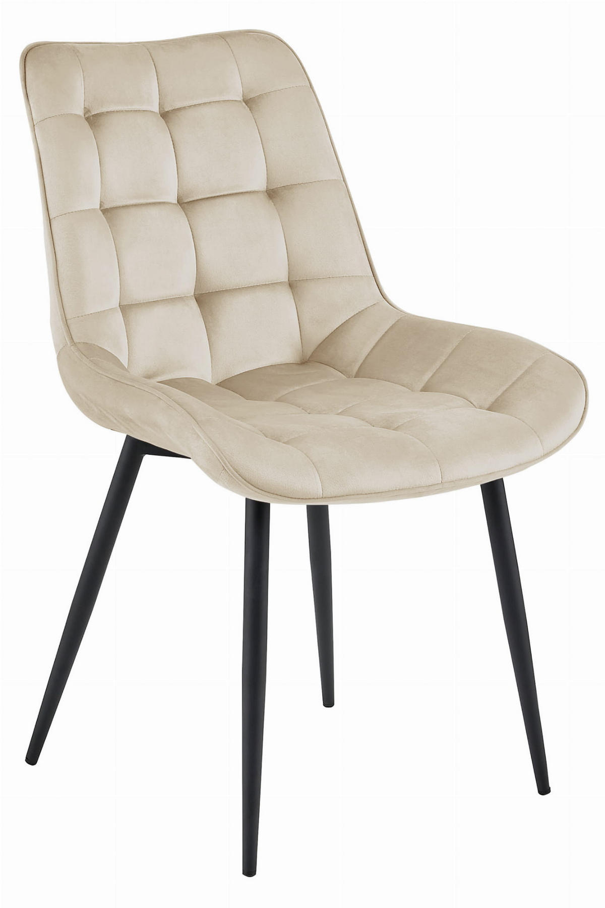 STUHL BARDI 1 Stück, Beige, Schwarz, mit Samtstoff gepolstert - Anthrazit, Textil/Metall (49/94/61cm) - Komodee