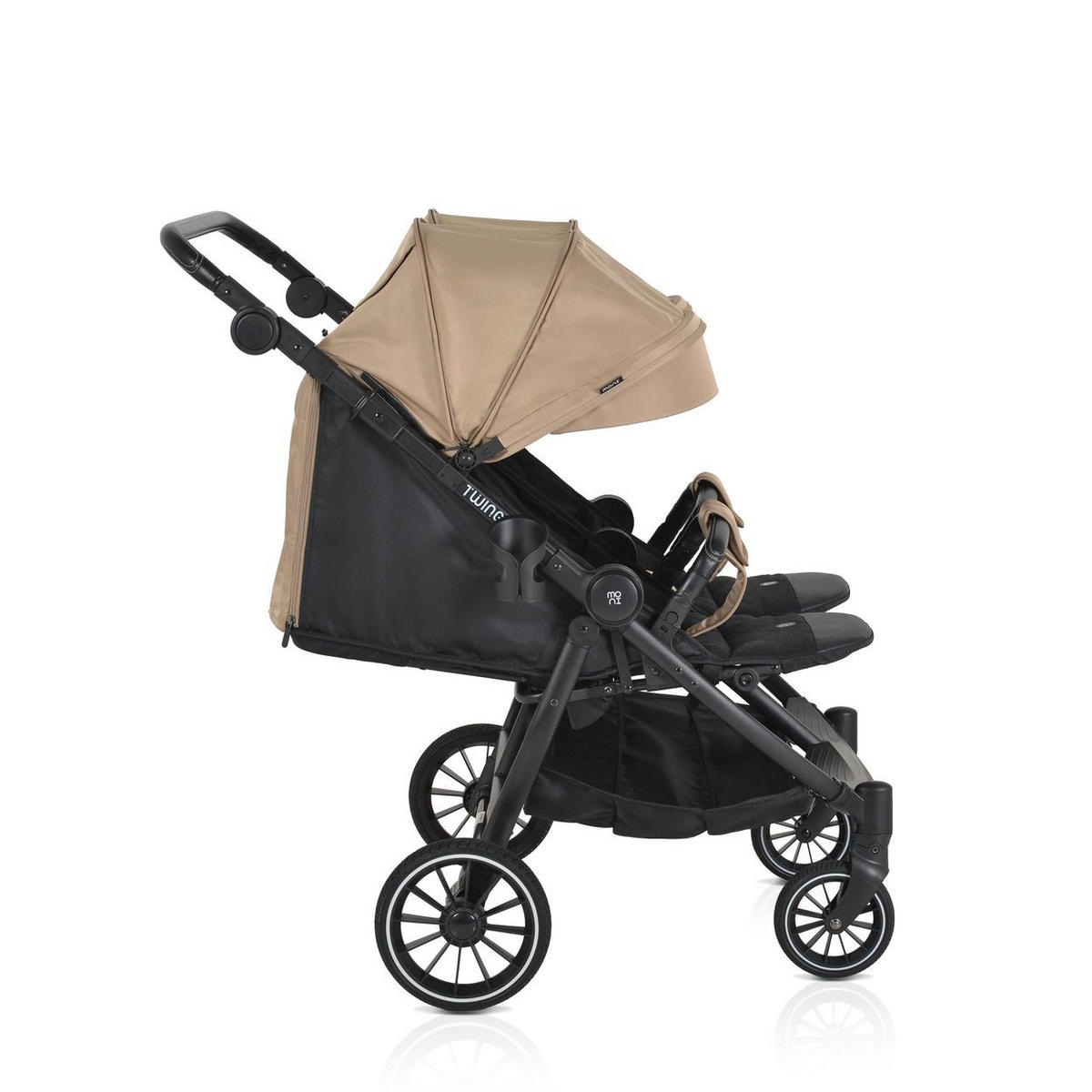 GESCHWISTERKINDERWAGEN TwinGo braun Getränkehalter, Fußabdeckung, Hinterradbremse - Braun, Textil/Metall (102/78/106cm) - Moni
