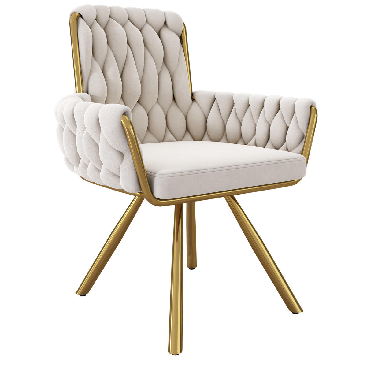 ESSZIMMERSTUHL 6er-Set drehbar mit Armlehnen Samt Beige - Beige, Metall (50/87/50.2cm) - Meubliv