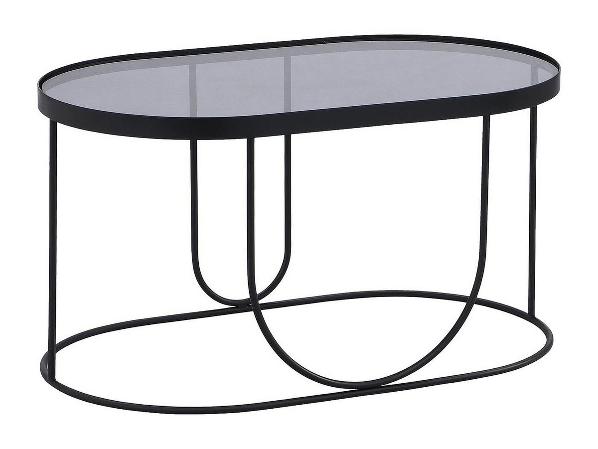 COUCHTISCH aus Metall & Rauchglas - Schwarz & Transparent - PRETORIA - Transparent, Glas (75/45/40cm) - Vente-Unique