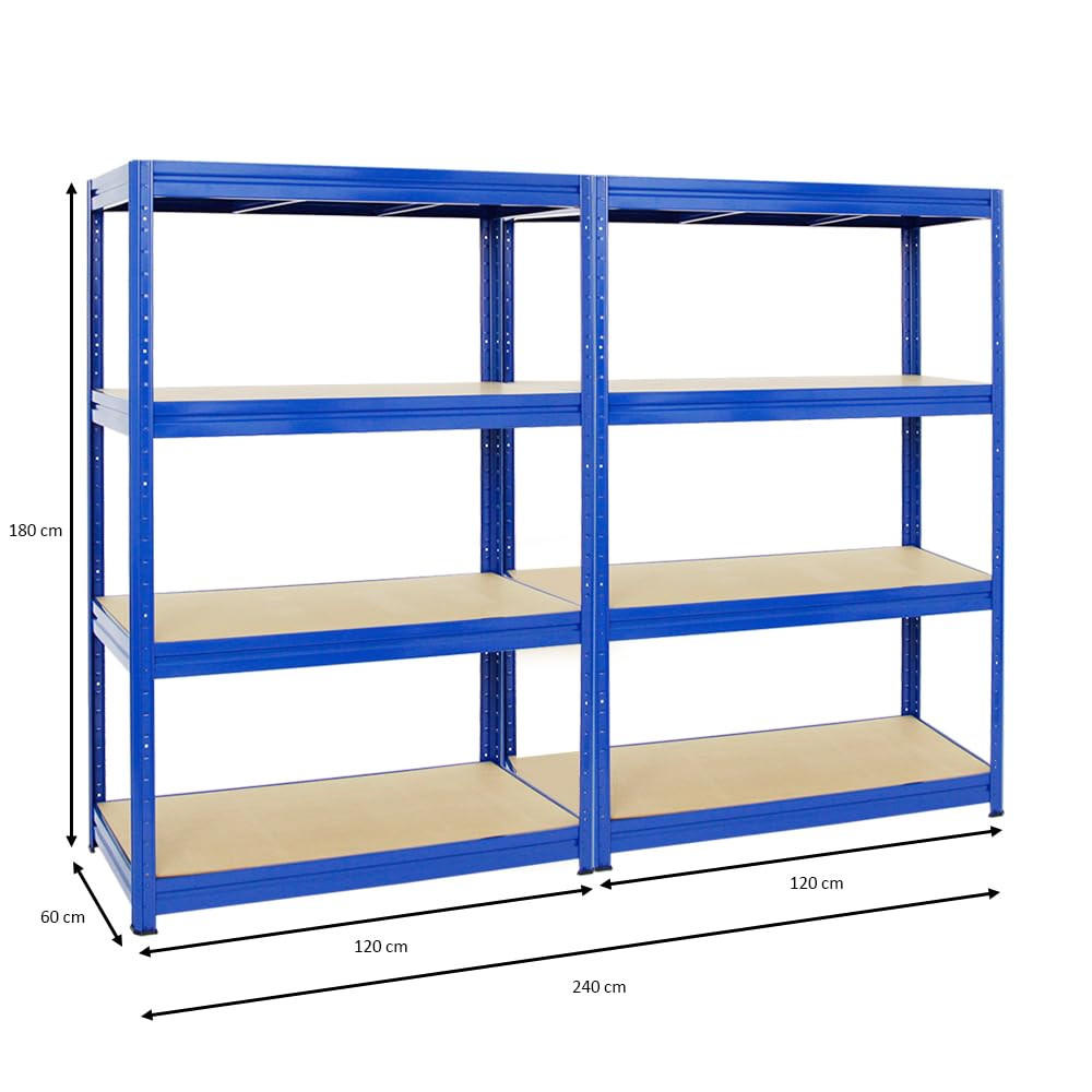 SCHWERLASTREGAL Dino 2er-Set mit 2x 180x120x60 cm Fachlast 600 kg Blau - Blau, Metall (240/180/60cm) - PROREGAL