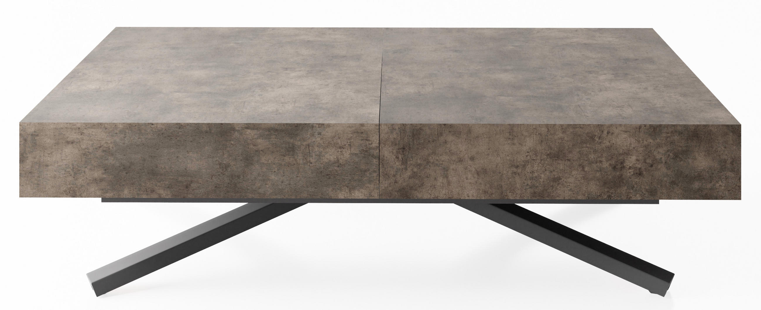 COUCHTISCH Cavetta X höhenverstellbar ausziehbar, Dunkelgrauer Chicago Beton 120-200/80/27-76 cm - Dunkelgrau/Schwarz, Holzwerkstoff/Metall (80/120/76cm) - WFL GROUP