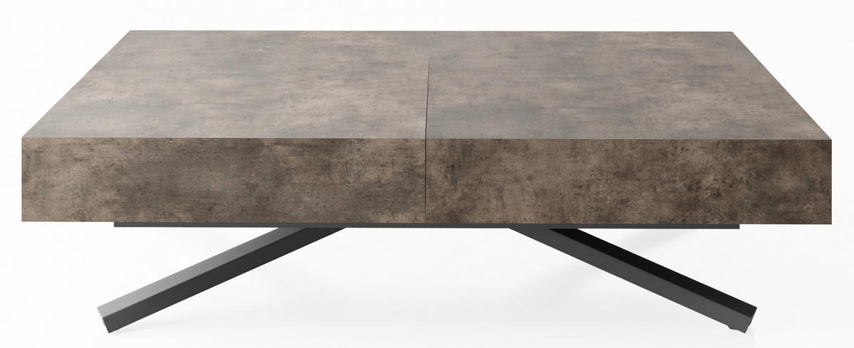 COUCHTISCH Cavetta X höhenverstellbar ausziehbar, Dunkelgrauer Chicago Beton 120-200/80/27-76 cm - Dunkelgrau/Schwarz, Holzwerkstoff/Metall (80/120/76cm) - WFL GROUP