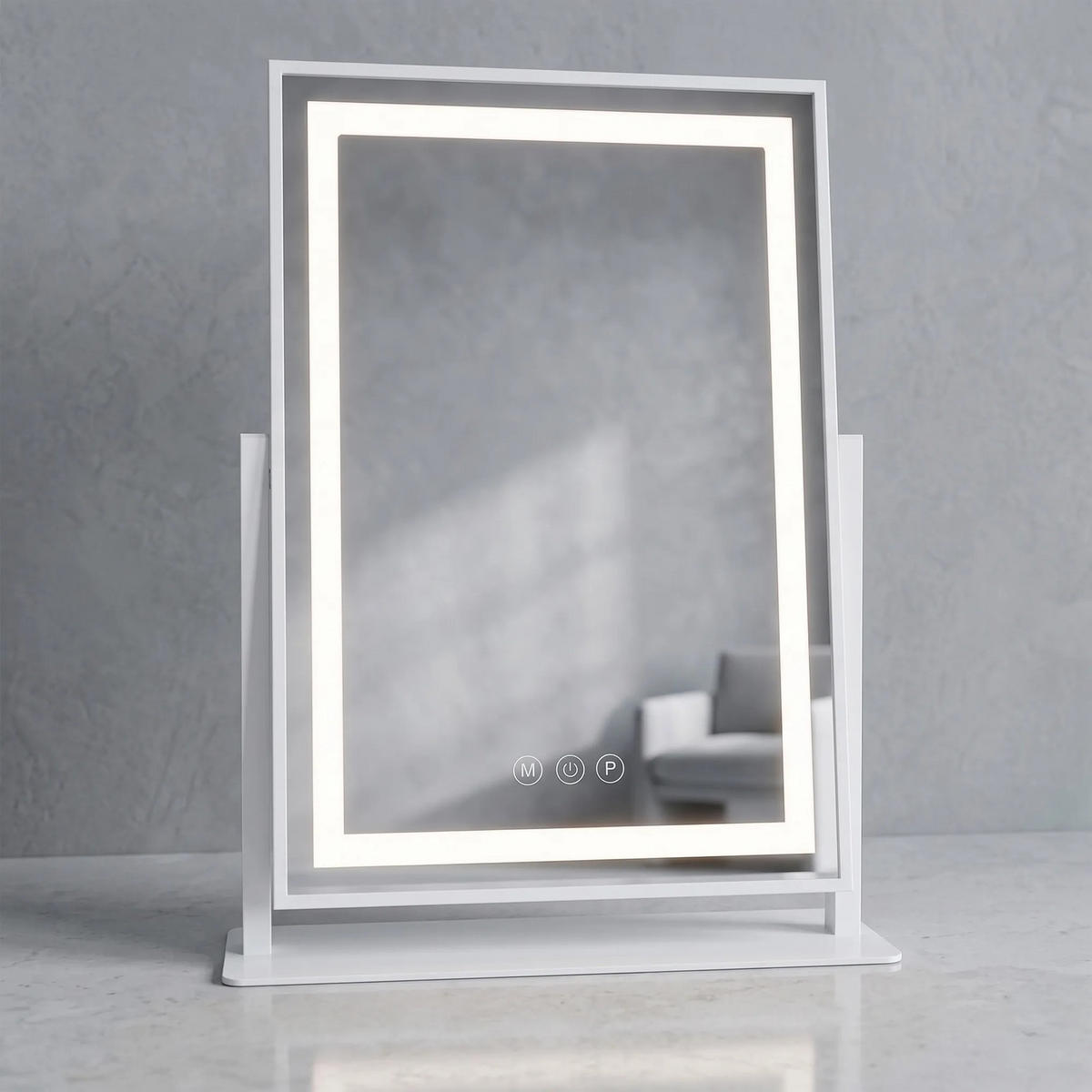 SPIEGEL Rea Led Lumi White 30x40cm - Weiß, Metall (36.5/47.5/8.5cm) - REA