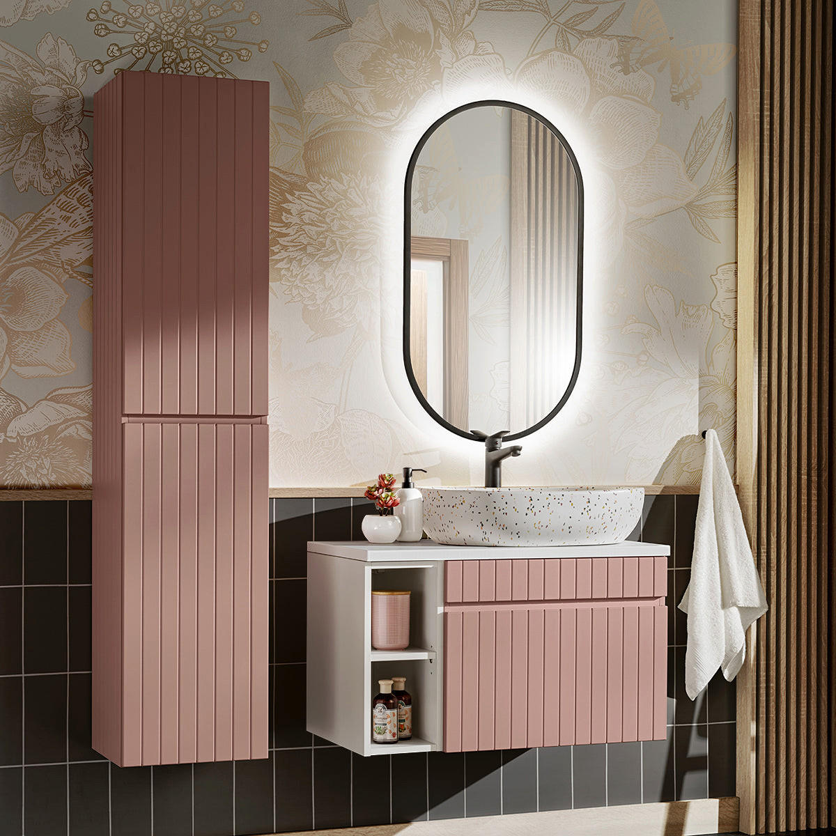 PODUMIVALNIŠKA OMARICA 80.4cm Zelie Rose - pink, leseni material (80.4/48/46cm) - Petits-meubles