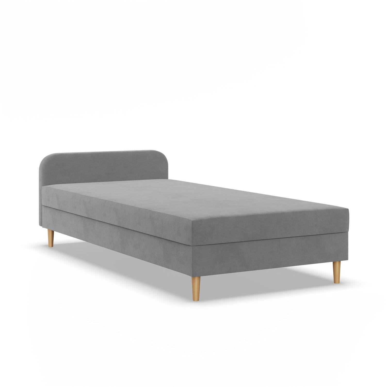 BOXBETT MIT KOPFTEIL 90x200 CASPE, Grau - Grau, Textil (90/200cm) - Mebligo