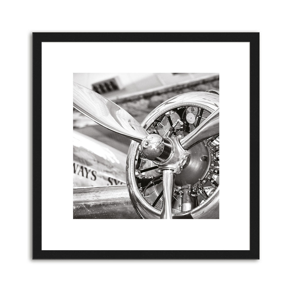 BILDER-SET mit Rahmen 4 x 30x30 cm Flugzeuge Technik schwarz weiß - Weiß, Holz (30/30cm) - artissimo