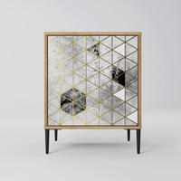 SIDEBOARD ASHEN ARIA, Eichefarben, 57,5x42x72,5 cm, Schwarze Metallfüße - Eichefarben/Multicolor, Holzwerkstoff/Metall (57.5/72.5/42cm) - SpaceRebels