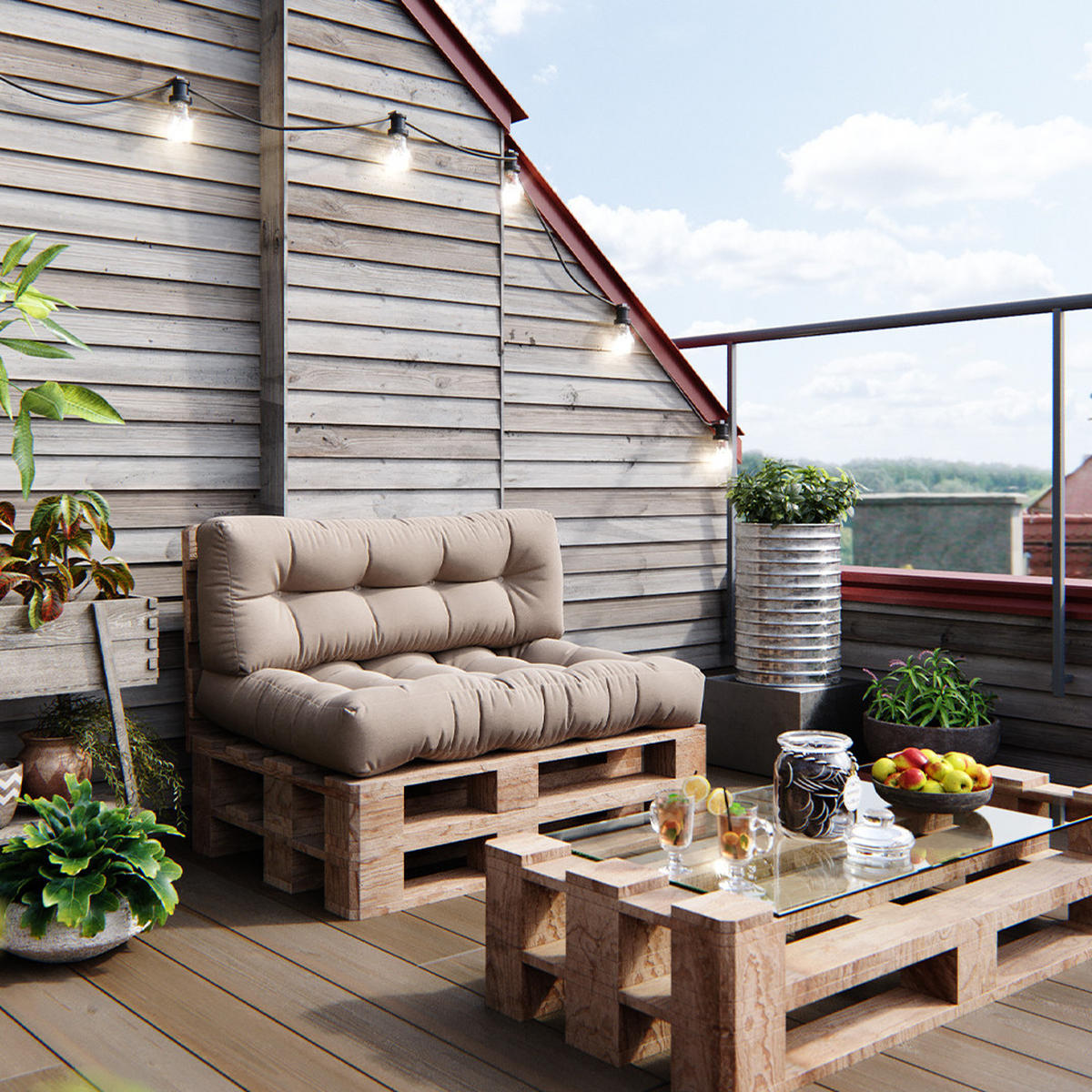 PALETTENKISSEN SET Flocken Sand 120 x 80 cm 2 Teile - Sandfarben, Textil (120/80/15cm) - Vicco