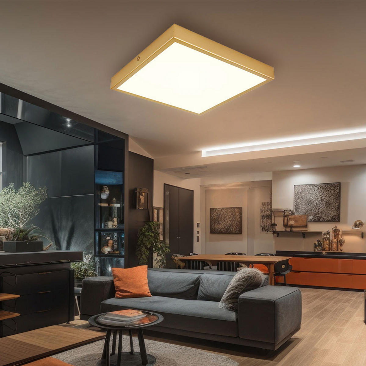 LED DECKENLEUCHTE Metall Messing Opal - Messingfarben, Metall (25/25/3cm) - Globo Lighting