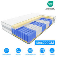 TASCHENFEDERKERNMATRATZE Höhe 25 cm 180×200cm - Weiß, Textil (180/200cm) - CHICASA