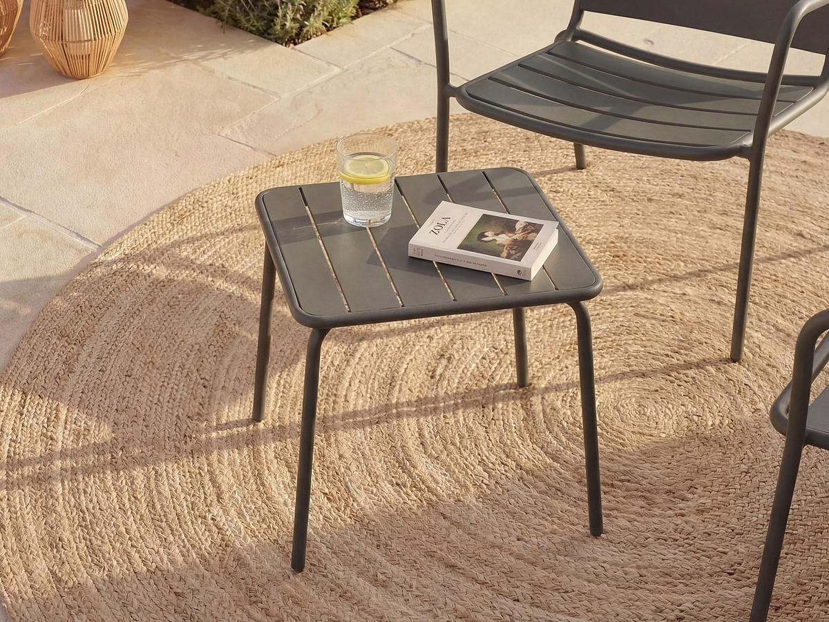 GARTENBEISTELLTISCH - 45 cmcm x 45 cmcm - Metall - Anthrazitgrau - MIRMANDE - Anthrazit, Metall (45/45/41.5cm) - Vente-Unique