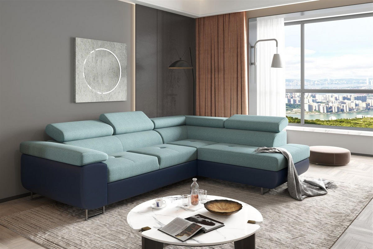 ECKSOFA Jade Mit Schlaffunktion - Pastellgrün, Holzwerkstoff/Textil (275/202cm) - Fun Möbel