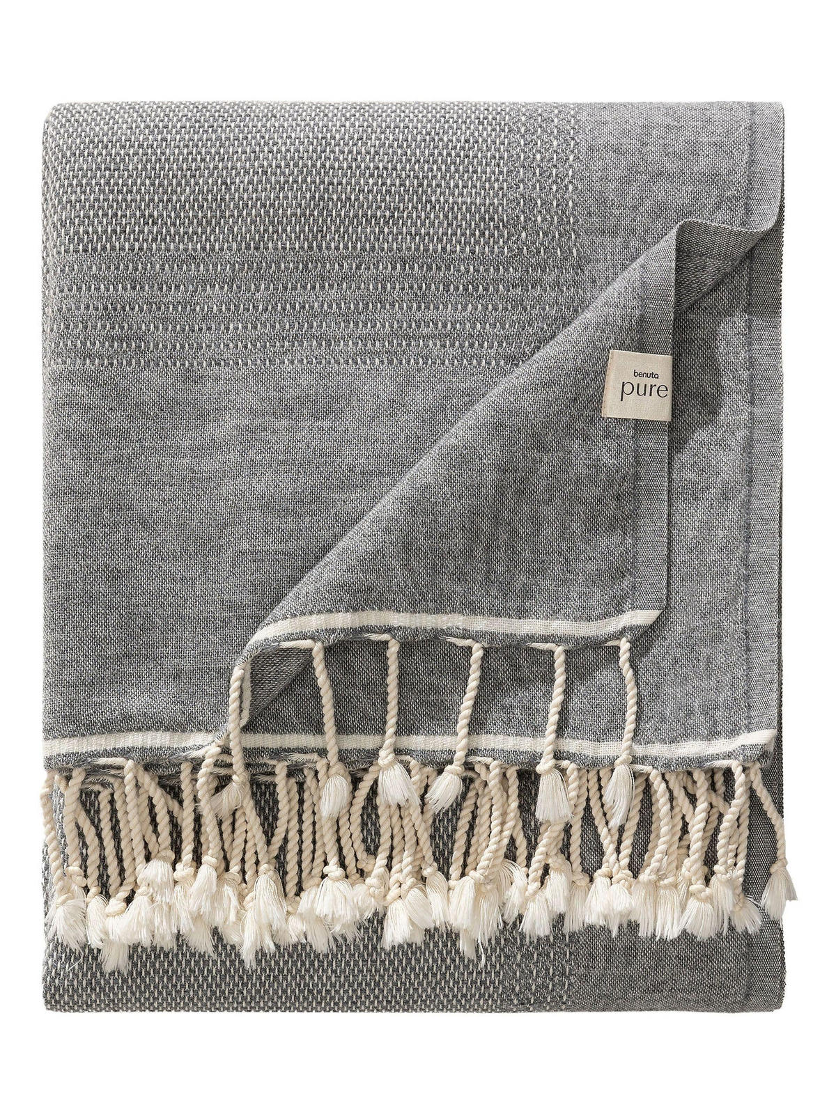 DECKE Olivia Grau 140x200 cm - Grau, Textil (140/200cm) - benuta Pure