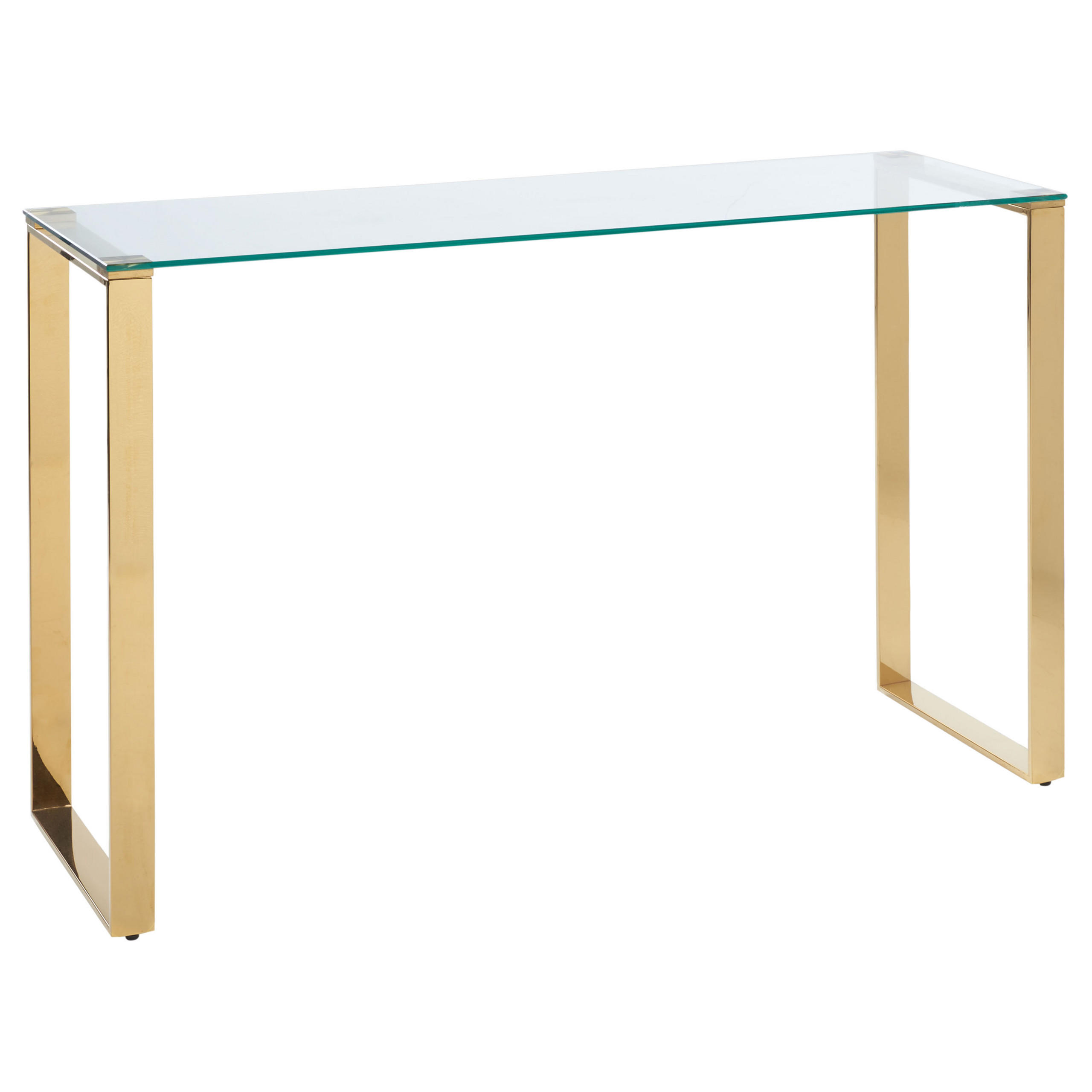 KONSOLENTISCH mit Glasplatte Gold Tilon - Transparent/Goldfarben, Glas (40/120/75cm) - Beliani