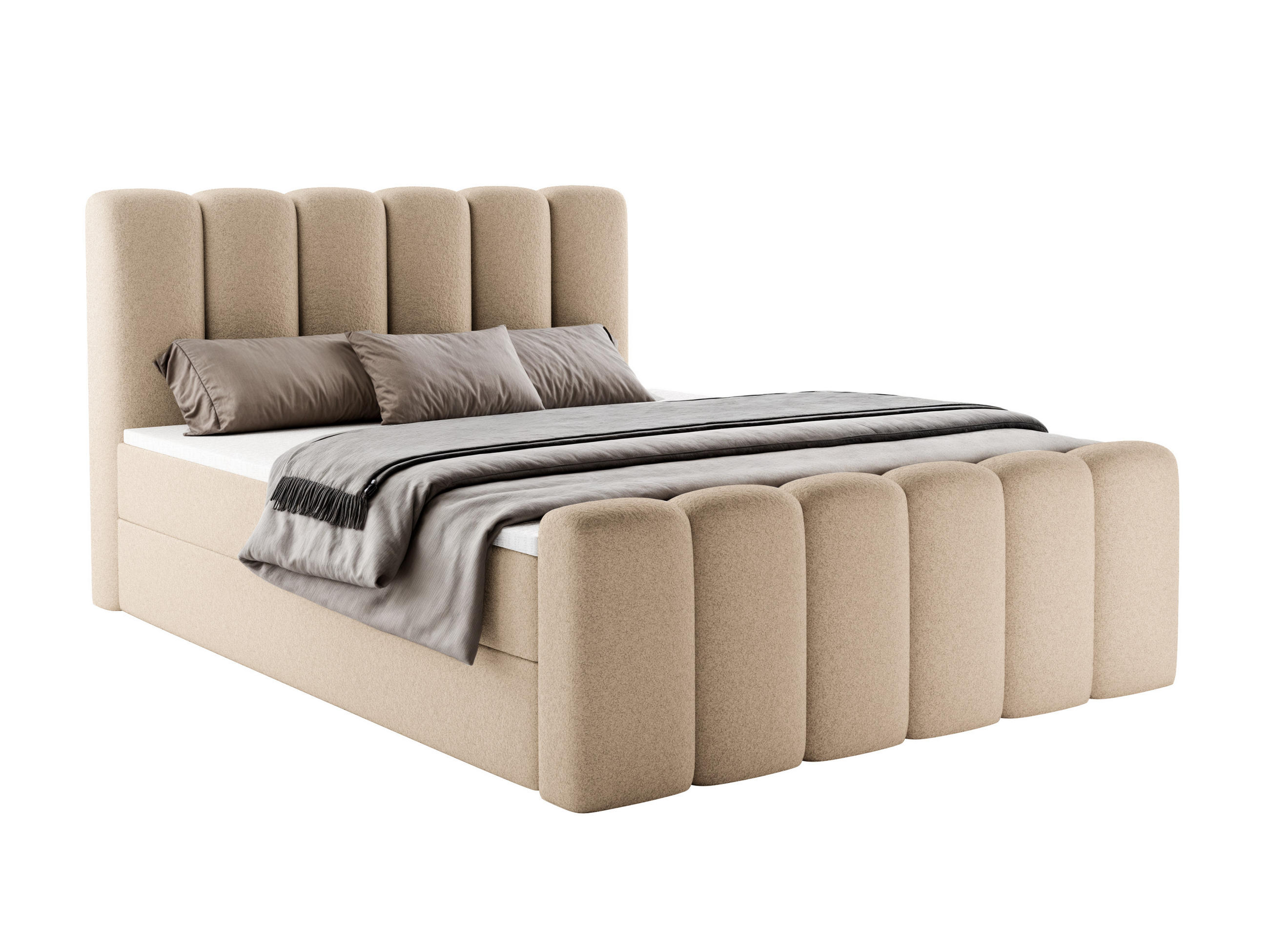 BOXBETT Nola mit Topper Beige 140x200 - Beige, Textil (140/200cm) - Luxkor24