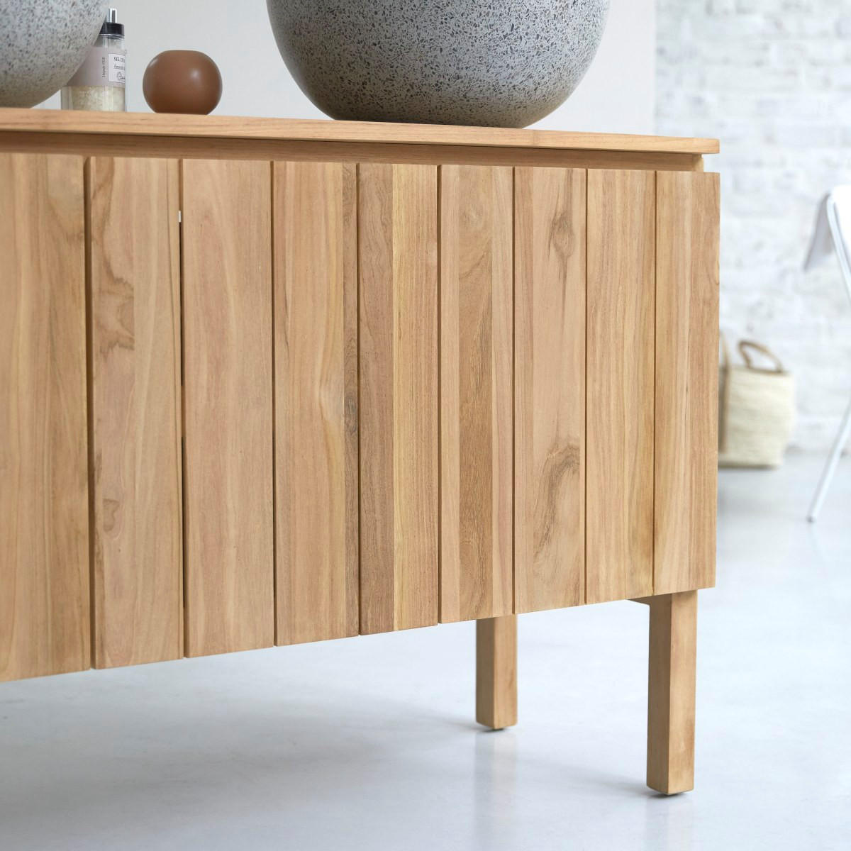 WASCHTISCHUNTERSCHRANK Jill Natur aus Teak - Naturfarben, Holz (120/78/46cm) - Tikamoon