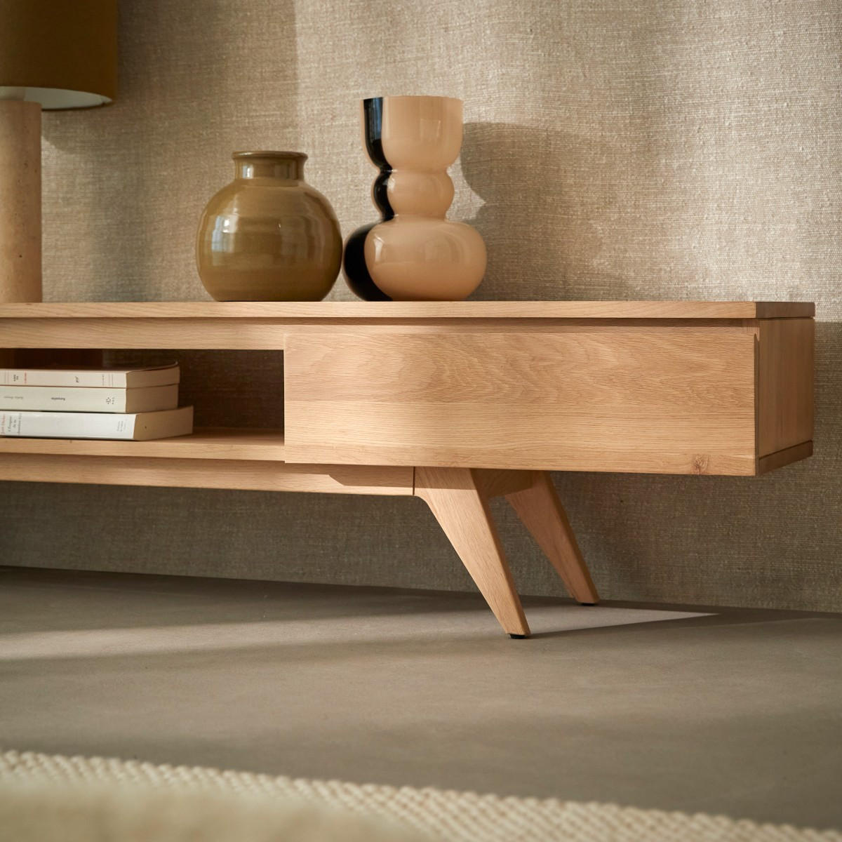 TV-SCHRANK Esmée Natur aus Eiche - Naturfarben, Holz (177/40/35cm) - Tikamoon