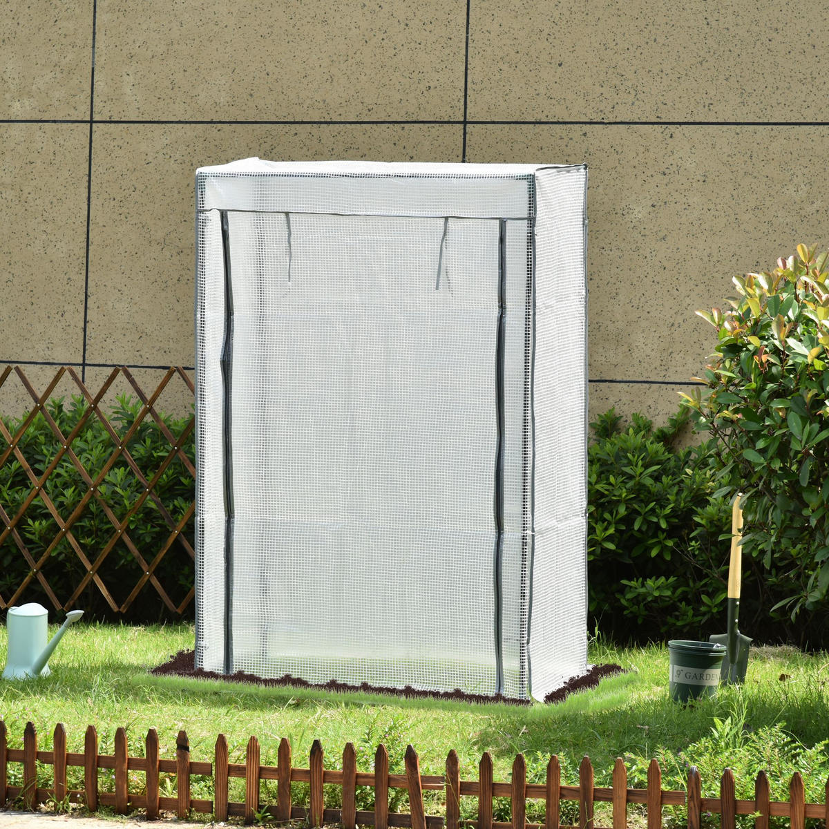 FOLIENGEWÄCHSHAUS , 101L x 50B x 150H cm - Weiß, Kunststoff/Metall (50/150/101cm) - Outsunny