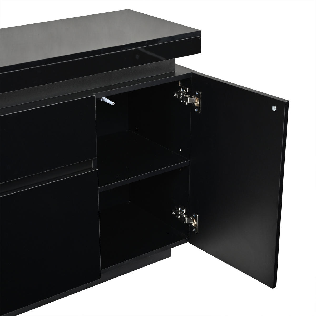 SIDEBOARD DE-37813 mit LED-Beleuchtung und 4 Türen Schwarz - Schwarz, Holzwerkstoff (140/72.5/35cm) - ComfortXL