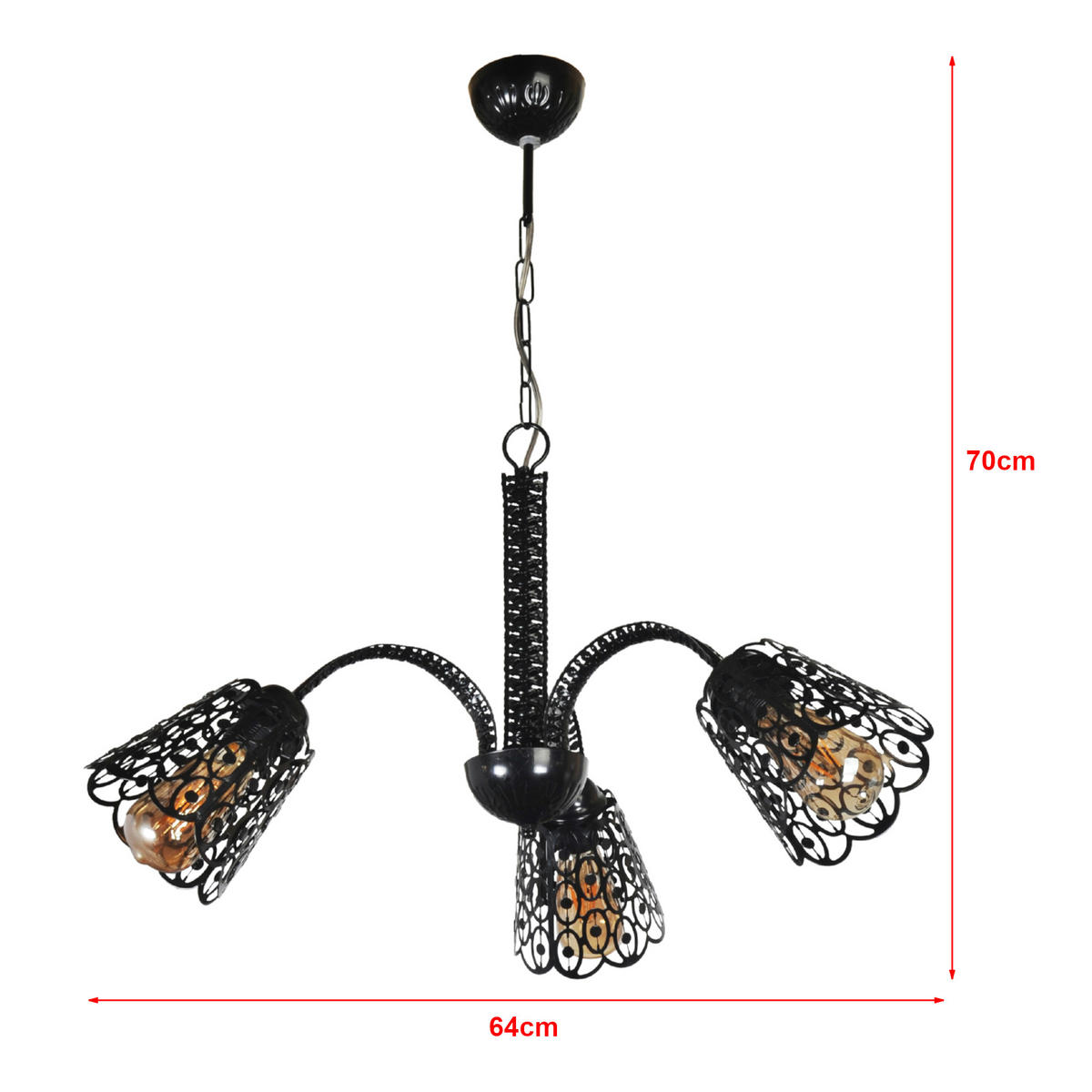 HÄNGELEUCHTE Garforth - Schwarz, Metall (64/64/70cm) - lux.pro