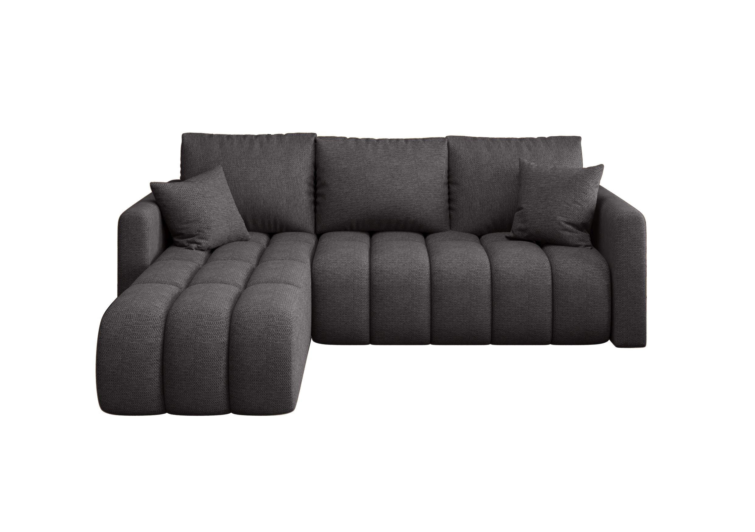 ECKSOFA GARDA links grau Strickstoff Aragon 93 - Schlaffunktion, Bettkasten - Grau, Textil (230/150cm) - Cornero