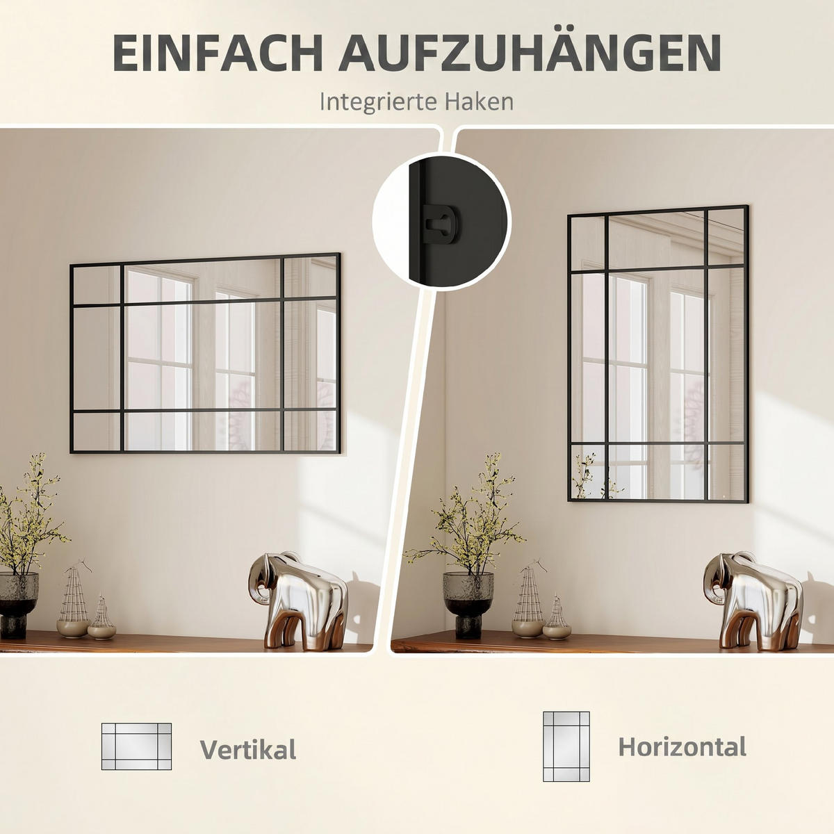 WANDSPIEGEL Schwarz 90/2/60 cm - Schwarz, Glas (90/60/2cm) - PANGIVO
