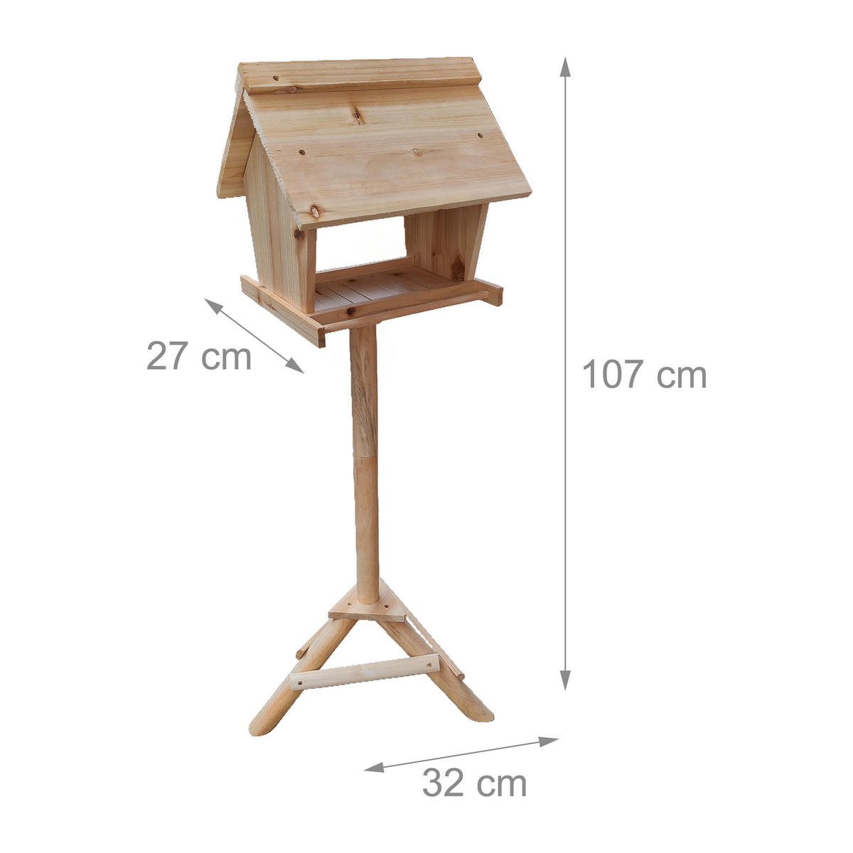 VOGELFUTTERHAUS - Hellbraun, Holz (32/107/27cm) - Relaxdays