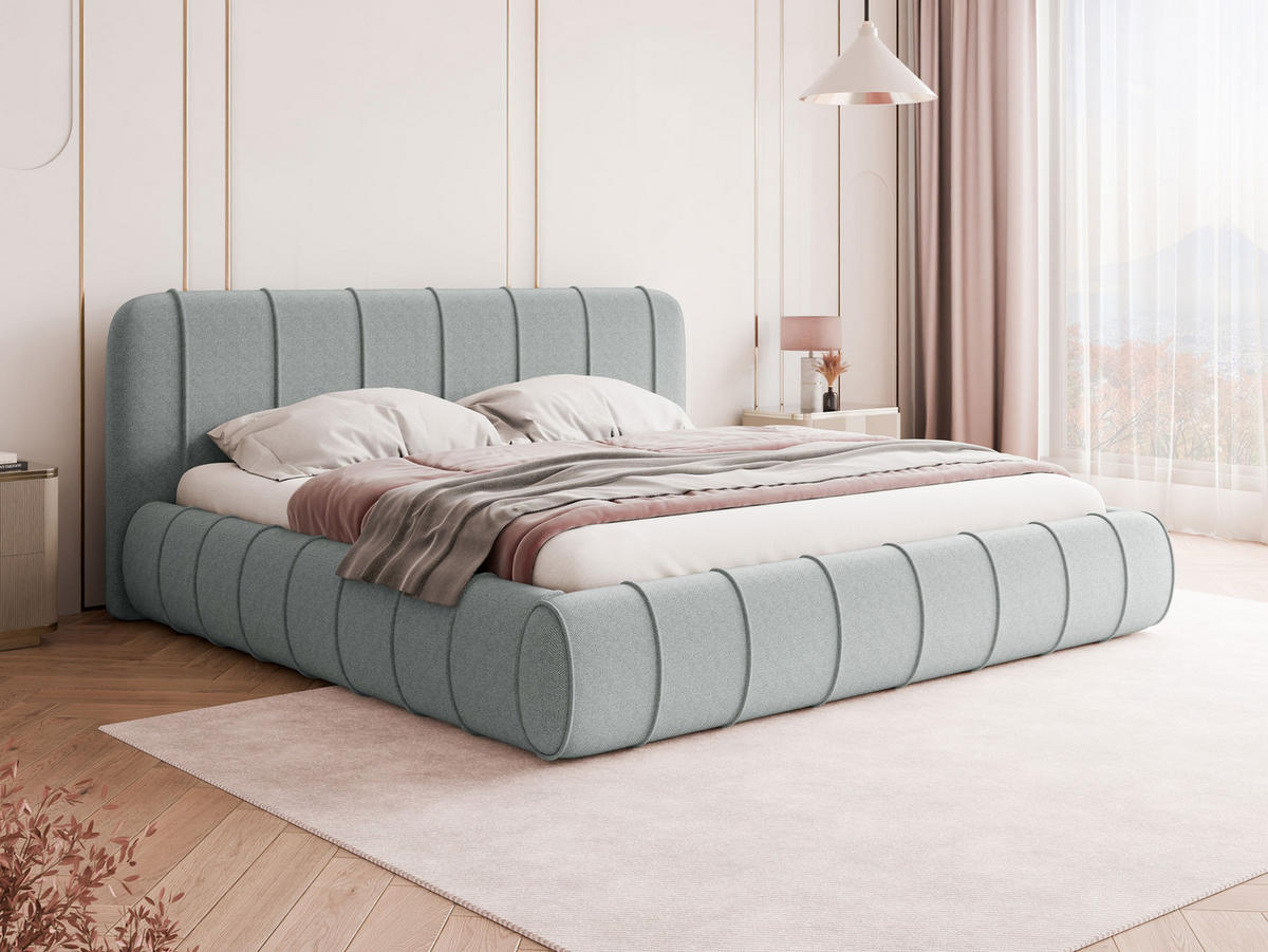 POLSTERBETT Slim XI - Hellgrau, Holz/Holzwerkstoff (200/200cm) - MIRJAN24