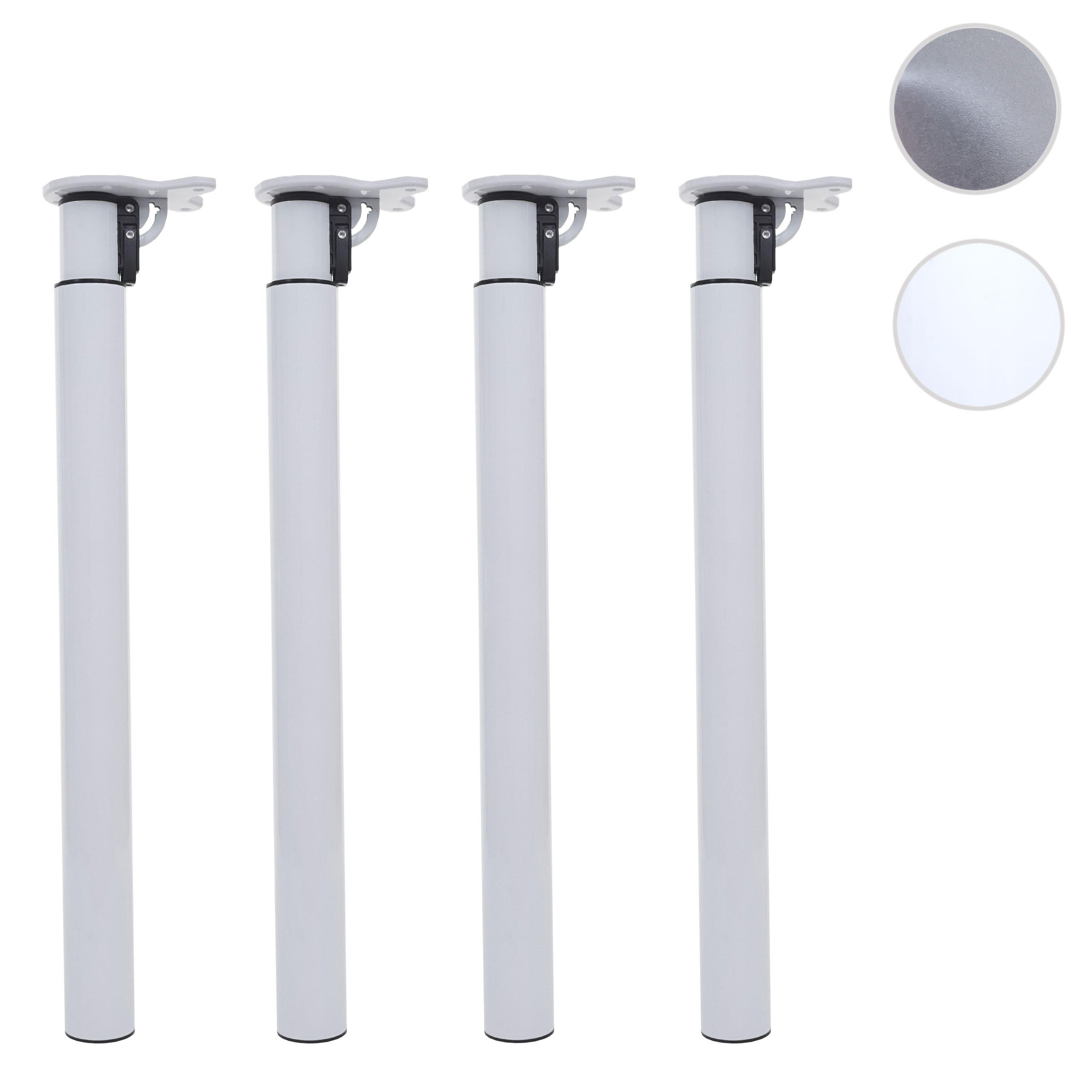 TISCHBEIN rund Weiß 4er-Set - Weiß, Metall (14/110/6cm) - MCW