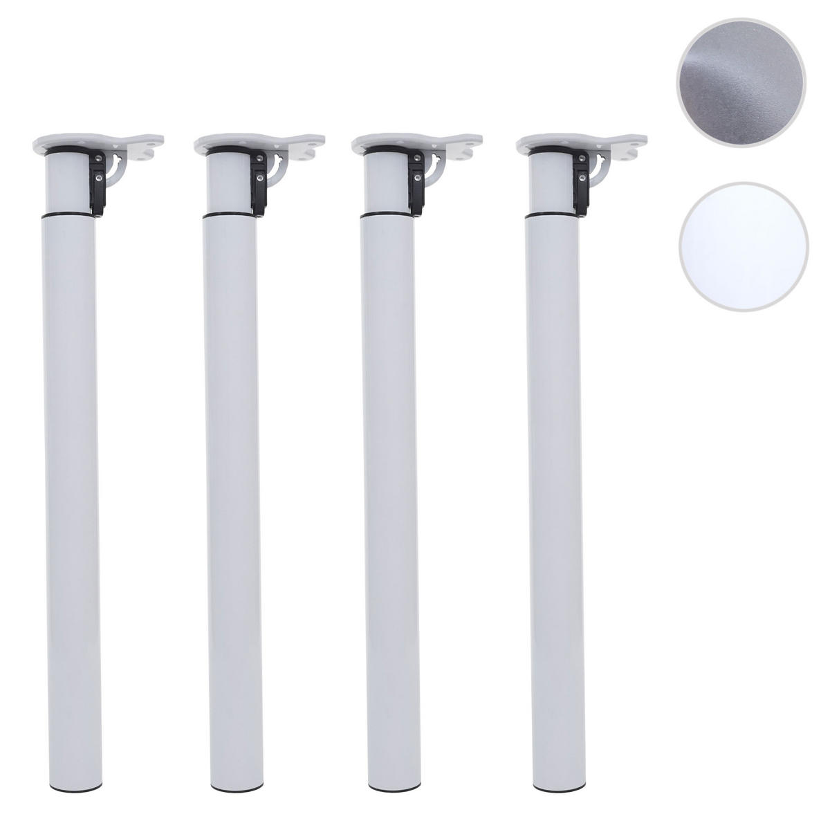 TISCHBEIN rund Weiß 4er-Set - Weiß, Metall (14/110/6cm) - MCW