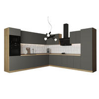 WINKELKÜCHE – Küchenzeile 330 x 340 cm VELORA – KU-S43 – Grau - Grau, Holzwerkstoff (330/212/340cm) - hi-markt