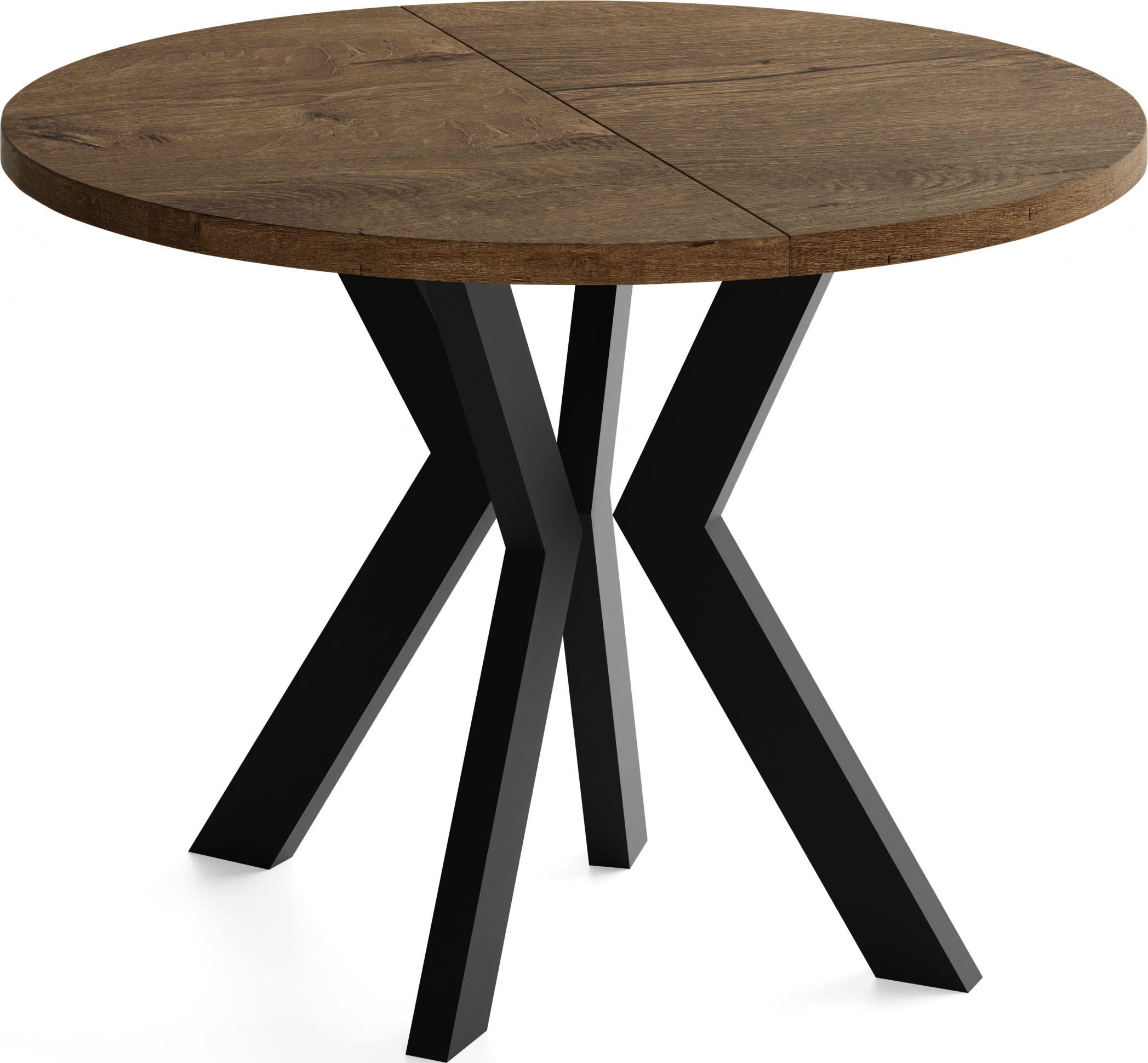 ESSTISCH Savio rund ausziehbar verlängerbar, Eiche Braun Rustikal 80-130/80/77 cm - Alteiche/Schwarz, Holz/Holzwerkstoff (80/80/77cm) - WFL GROUP