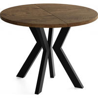 ESSTISCH Savio rund ausziehbar verlängerbar, Eiche Braun Rustikal 80-130/80/77 cm - Alteiche/Schwarz, Holz/Holzwerkstoff (80/80/77cm) - WFL GROUP