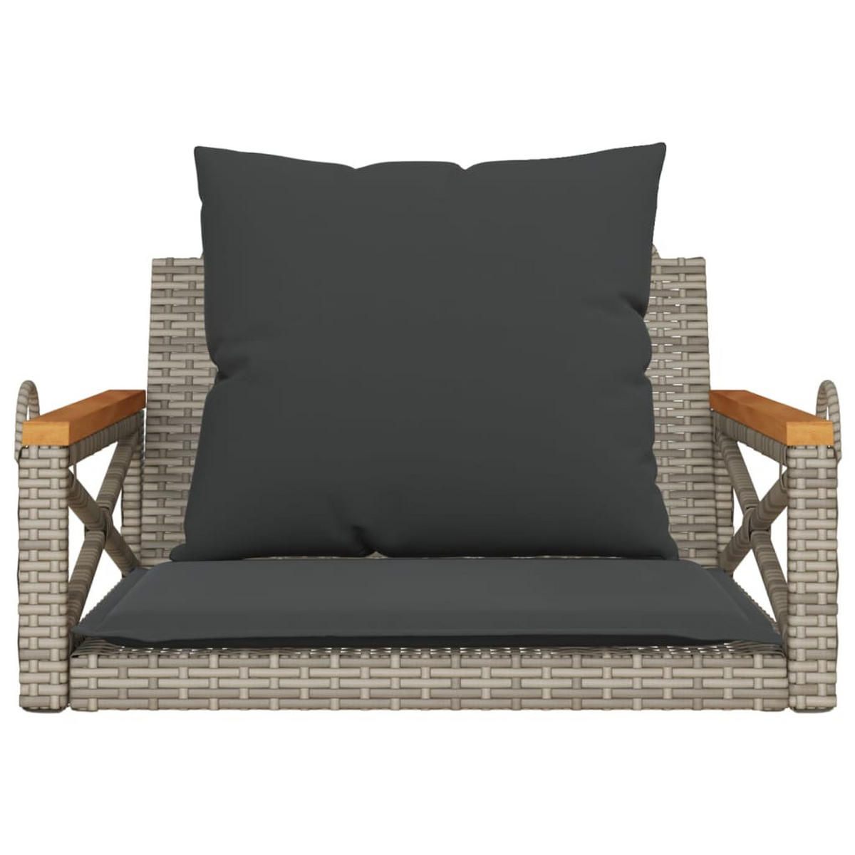 HÄNGESESSEL mit Kissen Grau 63x62x40 cm Poly Rattan - Grau, Holz (63/40/62cm) - furnicato