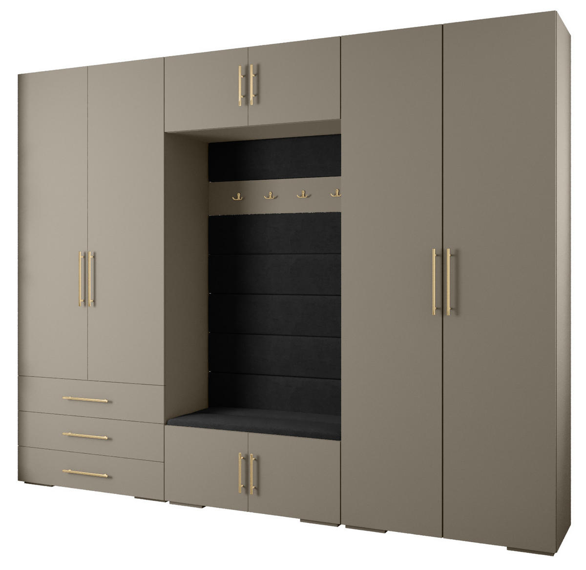 GARDEROBEN-SET 236,7/300/47 - Kaschmir/Goldfarben, Holz/Metall (300/236.7/47cm) - Abiks Möbel