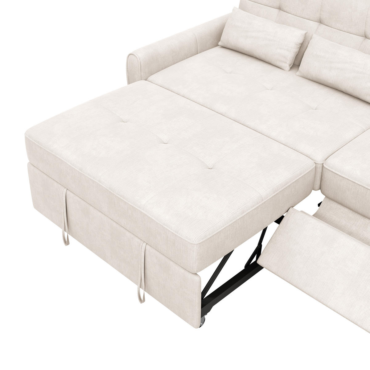 SCHLAFSOFA 3-Sitzer 3-in-1 ausziehbar Chenille, DE-42933, Beige - Beige, Metall (176/83/148cm) - ComfortXL