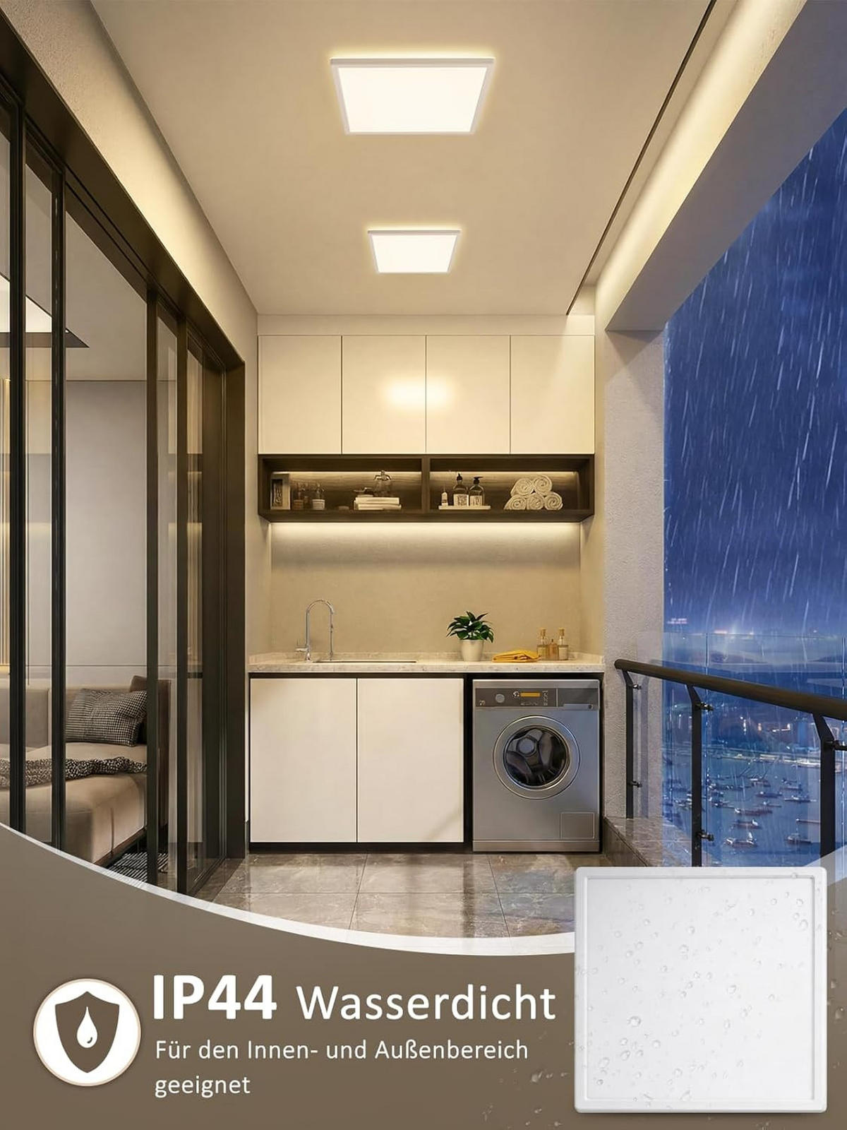 LED stropní světelný panel černý 20/58/3cm - bílá, plast (58/20/3cm) - Nettlife