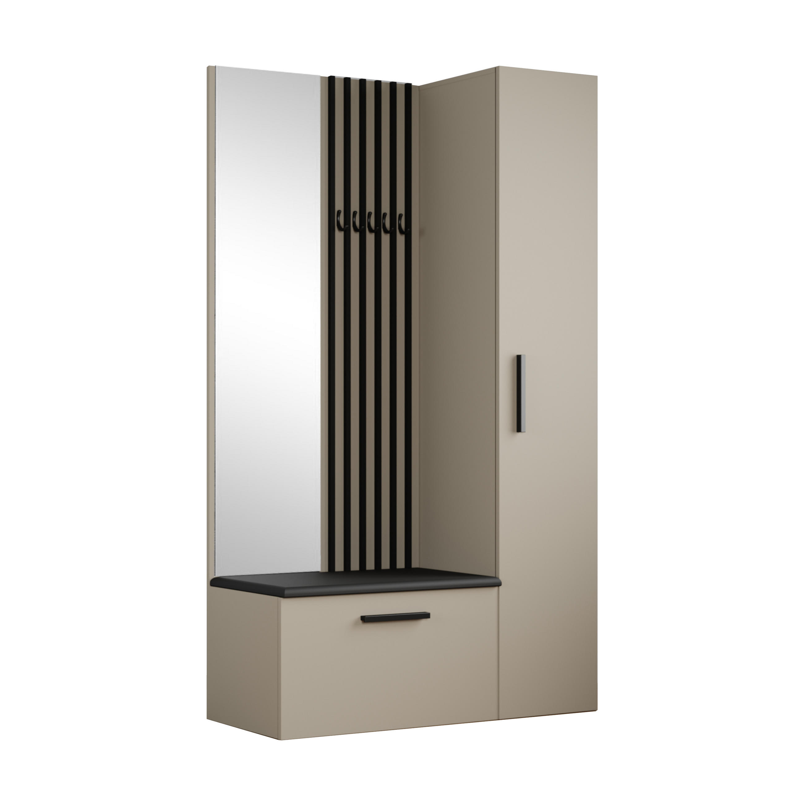 GARDEROBENSCHRANK MODULO 120,6/204/40 cm Modern Garderobe-Set Kaschmir - Kaschmir/Schwarz, Holzwerkstoff (120.6/204/40cm) - MASSENO