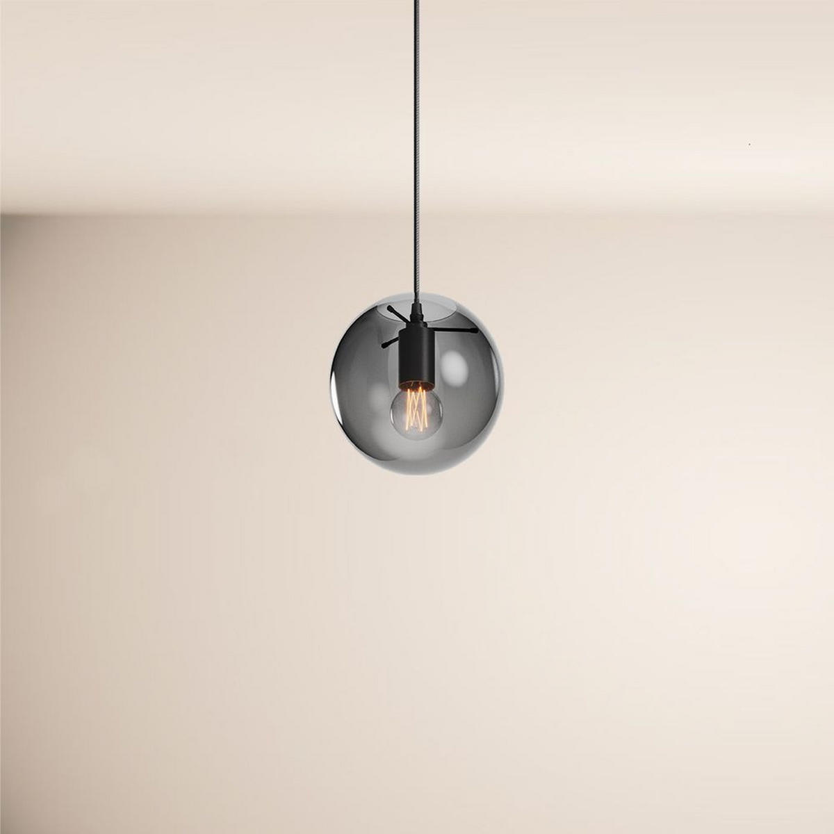 HÄNGELAMPE Orb 1.5m Abhängung Rauch/Schwarz Ø 20cm - Anthrazit/Schwarz, Glas (20/20/20cm) - s.luce