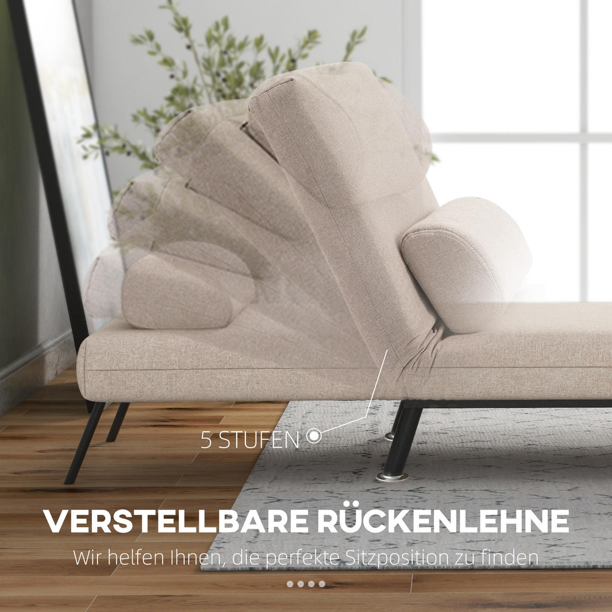 SCHLAFSESSEL mit Bettfunktion, Beige - Beige, Textil (75/75/70cm) - HOMCOM