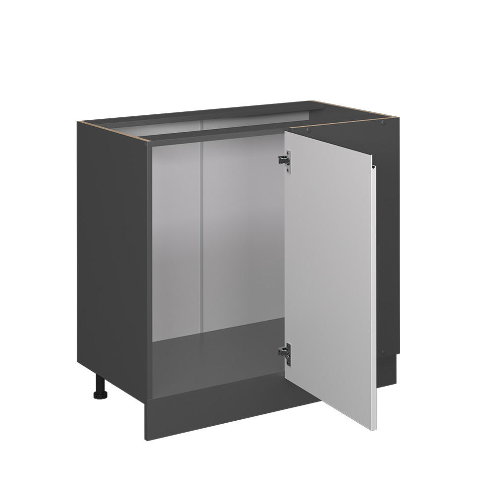 ECKUNTERSCHRANK R-Line Weiß 86 cm J-Shape, ohne AP - Anthrazit/Weiß, Holzwerkstoff (86/81.6/46cm) - Vicco