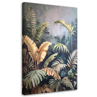 WANDBILD, Palm- und Bananenblätter Dschungel - Grün, Textil (60/90cm) - Feeby