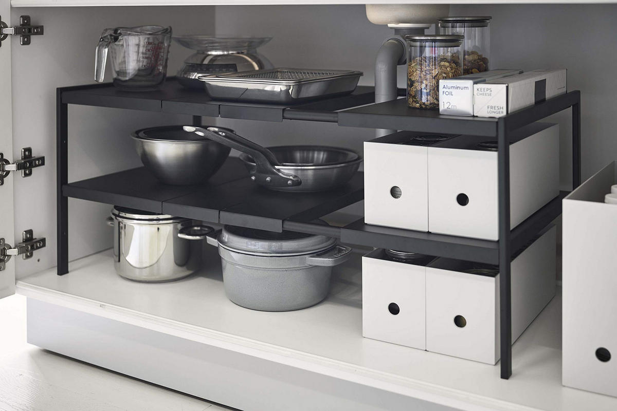 KÜCHENREGAL Tower 4949 Schwarz Metall 35 x 50–85 x 30 cm - Schwarz, Metall (85/35/30cm) - Yamazaki