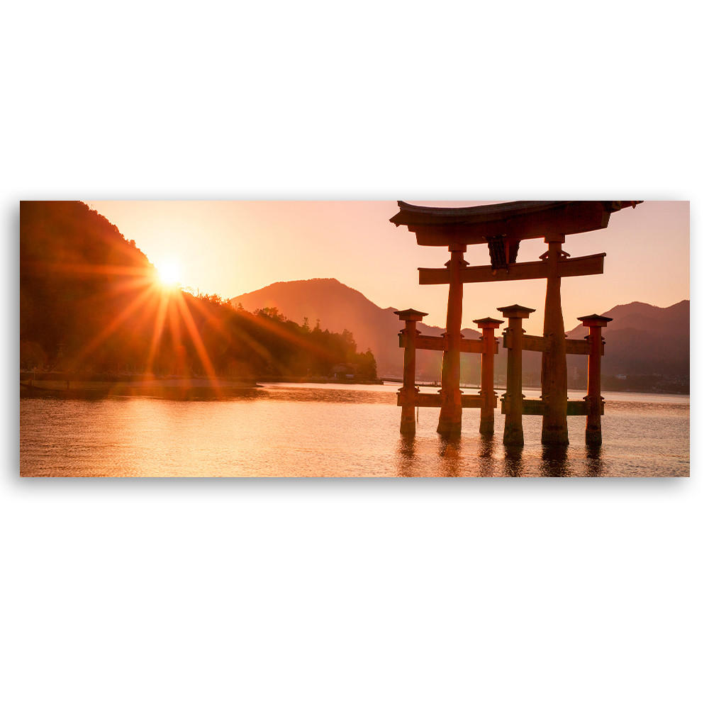 WANDBILD japanische landschaft - Braun, Textil (90/30cm) - Feeby